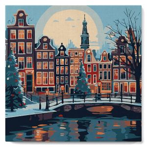 Mini peinture au numéro : Noël à Amsterdam - toile tendue sur chassis