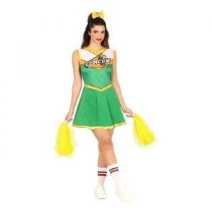 FIESTAS GUIRCA D&eacute;guisement de Pom-Pom Girl Vert pour Femme &ndash; Uniforme de Pom-Pom Girl Am&eacute;ricaine &agrave; Manches Courtes pour Dames &ndash; Costume pour Femme Taille S