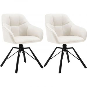 Lot de 2 Chaises Pivotante à 360°.Chaise Salle à Manger en Velours.Fauteuil Scandinave.Pieds en Métal.Crème - Crème - Woltu