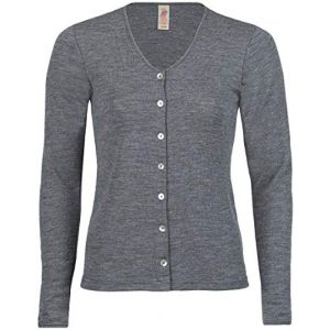 Engel Natur, Cardigan en tricot pour femme, 100 % laine - Gris - 44/46