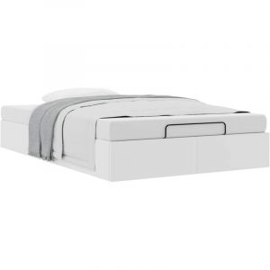 VidaXL Cadre De Lit Ottoman Sans Matelas Blanc 120x190 Cm Similicuir