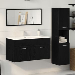 Image de VidaXL Ensemble De Meubles De Salle De Bain 3 Pièces En Chêne Noir En Bois Aggloméré