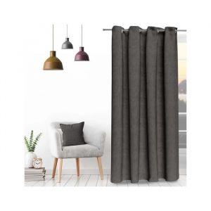 Soleil d'Ocre Rideau oeillets en velours VELVET anthracite, par