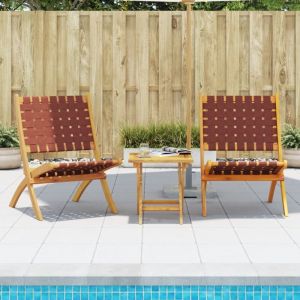 VidaXL Chaises de jardin pliantes lot de 2 bois d'acacia solide tissu, chaise de jardin, si&egrave;ge d&rsquo;ext&eacute;rieur, chaise de balcon, si&egrave;ge de jardin