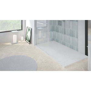 Receveur NOLA 3 - 90x200x3cm - Résine - Marbre blanc - Bonde