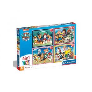 Clementoni Coffret 4 puzzles pat patrouille 12 - 16 - 20 - 24 pieces ryder marcus ruben rocky chase stella set puzzle enfant + 1 carte tigre