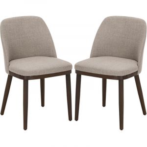 COLAMY Lot de 2 Chaises de Salle &agrave; Manger &ndash; Chaises Design Confortables en Tissu avec Pieds en Bois Massif, Id&eacute;ales pour Salon, Cuisine ou Salle &agrave;