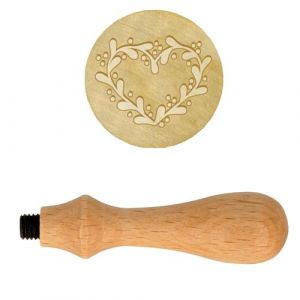 Artémio Manche en bois pour cachet de cire + Tampon Coeur