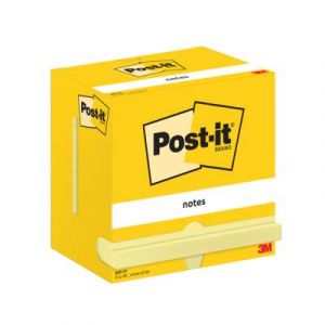 Post-It Notes repositionnables - 76 x 127 mm - jaune - lot de 12 blocs de 100 feuilles