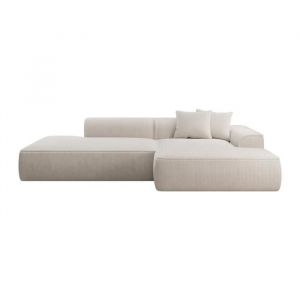 Canapé d'angle droit en velours côtelé beige ERYNEL