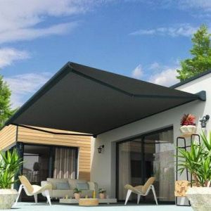 Intersun Store banne coffre SOA 4,00x3,50 M (Motorisé Secours à Télécommande - Gris Anthracite - Gris Graphite)