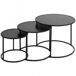 Atmosphera Lot de 3 tables à café Noan noir - Noir