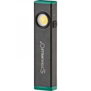 Stahlwille Mini lampe de travail LED 13134 avec clip de fixation et aimant | Jusqu'à 500 lumens, 3 heures d'autonomie | Batterie intégrée | Lampe de poche USB-C noire