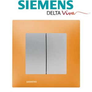 Siemens Double Va et Vient Silver Delta Viva + Plaque Orange