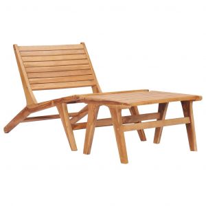 VidaXL Chaise de jardin avec repose-pied Bois de teck solide