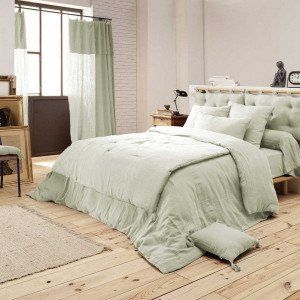 Housse de couette gaze de coton (200 cm) Gaïa Vert tilleul