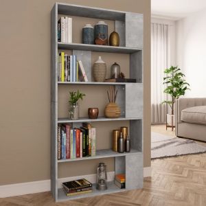 VidaXL Bibliothèque Séparateur de Pièce 80x24x159 cm Aggloméré Gris Béton