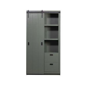 Made by Woood SLIDE - Armoire avec porte coulissante L122cm - Vert olive