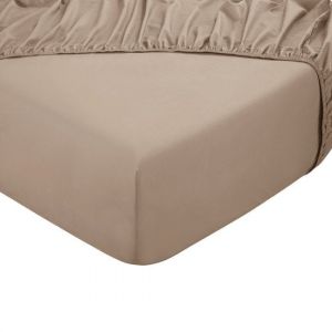 PHLOX Drap-housse - 100% Satin de Coton (300 TC) - Double 140x200 cm - Doux et respectueux de la peau - Elastique rond - Beige