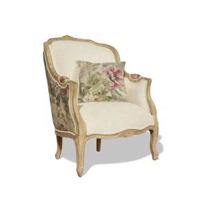 Fauteuil bergère en lin imprimé à motifs