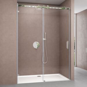 Porte de Douche Transparent pour Niche 110cm Paroi de Douche avec Porte Coulissante Teramo4-2 en Verre de Sécurité Anticalcaire 110x195cm - Doporro