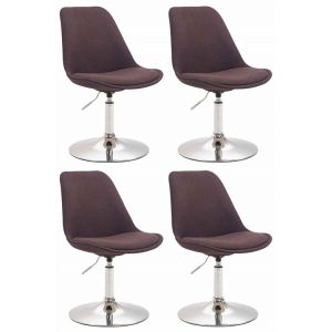 Image de CLP Lot de 4 Chaises de salle &agrave; manger Maverick tissu avec pied trompette, Marron/Chrome