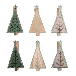 Rayher Sapin de No&euml;l sur pince 5.2 cm 6 pcs