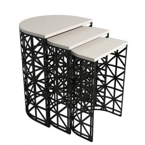 Table gigogne, 100 % aggloméré plaqué mélamine, couleur crèmeNoir 46x62x33