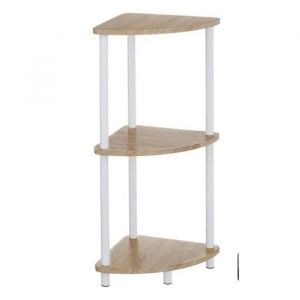 Etag&egrave;re de rangement de cuisine coloris blanc/ch&ecirc;ne - Longueur 30 x Profondeur 30 x Hauteur 80 cm - JUANIO -