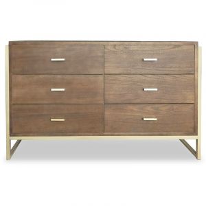 Cotecosy Commode 6 Tiroirs "Bynard" 120cm Naturel & Or