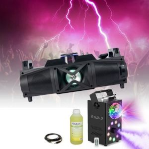 Pack PARTY-FALCON - Enceinte HIFI Bluetooth USB SD AUX - Machine Fum&eacute;e LED RGB Astro Dj