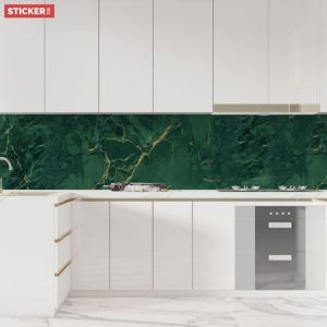 Image de Stickerdecofr - Crédence Adhésive Marbre Vert Émeraude 300 x 50 cm