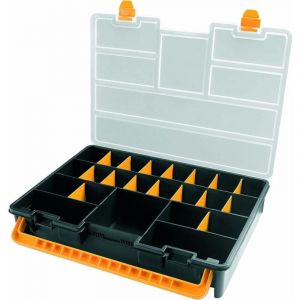 Intec Bo&icirc;te de rangement professionnelle Organiseur 23 compartiments amovibles Noir Orange 44.3 x 31.7 x 8 cm (L x l x h)
