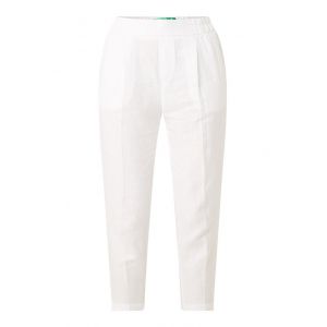 Benetton Pantalon Cropped 100% Lin, taille S, Blanc, Femme
