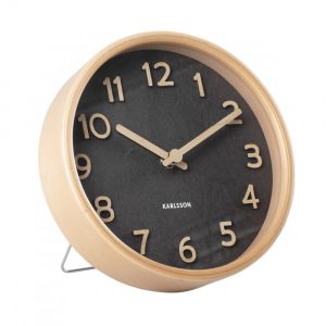 Present time Horloge de table grain de bois Pure