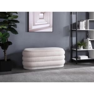 Banc coffre - Velours côtelé - Crème - ECAMBI