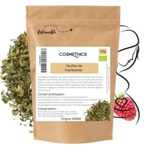 Infusion Feuilles de framboisier BIO 100g Cosm’Ethics naturelle facilite l’accouchement favorise l’allaitement règles douloureuses