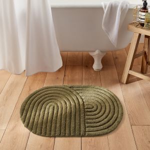Tapis de bain, coton recyclé tufté, Simeas Kaki Taille 50X80 cm