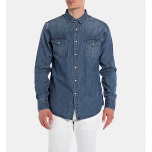 REPLAY Chemise droite en coton denim