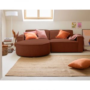 Spiaggia - canapé d'angle gauche - 4 places - en velours côtelé - Terracotta