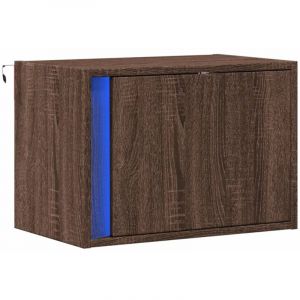 VidaXL Table de chevet murale avec lumières LED chêne marron, table de chevet flottante, support de téléphone, table de chevet à LED