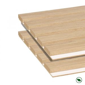 Lot de 2 panneaux tasseaux MDF ch&ecirc;ne ivoire sur fond hdf blanc 2600 x 300 x 15 mm 1,56 M2