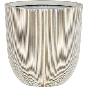 Beliani Cache-pot rond beige et blanc 37 x 37 x 38 cm CHIOS