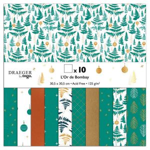 Toga Assortiment de 10 papiers Réveillon vert