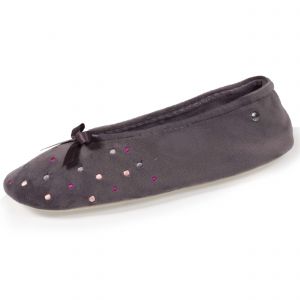 Image de Isotoner Chaussons Ballerines Femme Pois Brodés