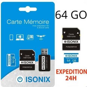 ISONIX bleu Carte M&eacute;moire 64 Go Micro-sd 64 go SDXC
