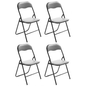 CLP Lot de 4 Chaises pliables Felix gris/noir