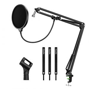 Image de YOTTO Support de Microphone Réglable Bras Pied de Micro avec filtre anti pop, 3 * serre câbles pour Blue Yeti & Snowball pour Radiodiffusion, diffusion, station de télévision, enregistrement re