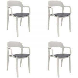 Ona Fauteuil Int&eacute;rieur, Ext&eacute;rieur Set 4 Blanc - Gris Fonc&eacute; - Blanc - Gris Fonc&eacute; - Garbar