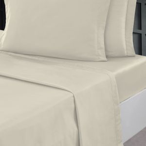 Sensei Maison Sensei - Drap Plat Plat Percale UNI - Ecru, Coton, 240x310